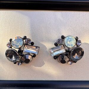 Black and Silver Crystal Cluster Earrings